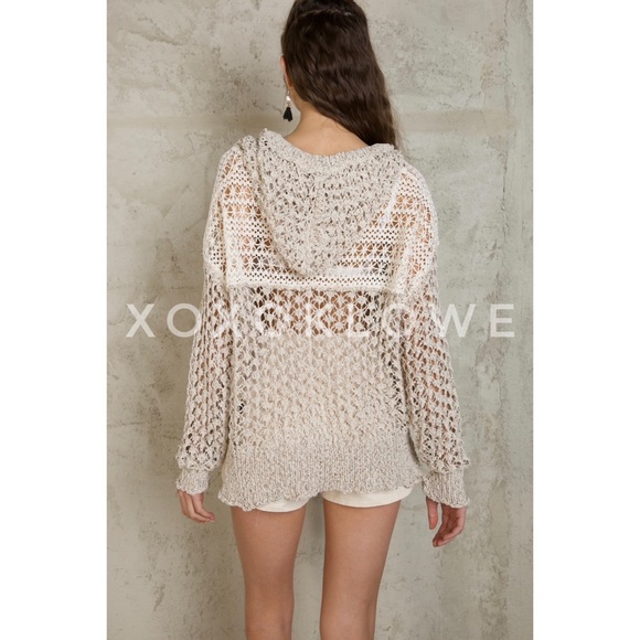 POL Natural Hooded Open Weave Summer Sweater - Picture 5 of 11